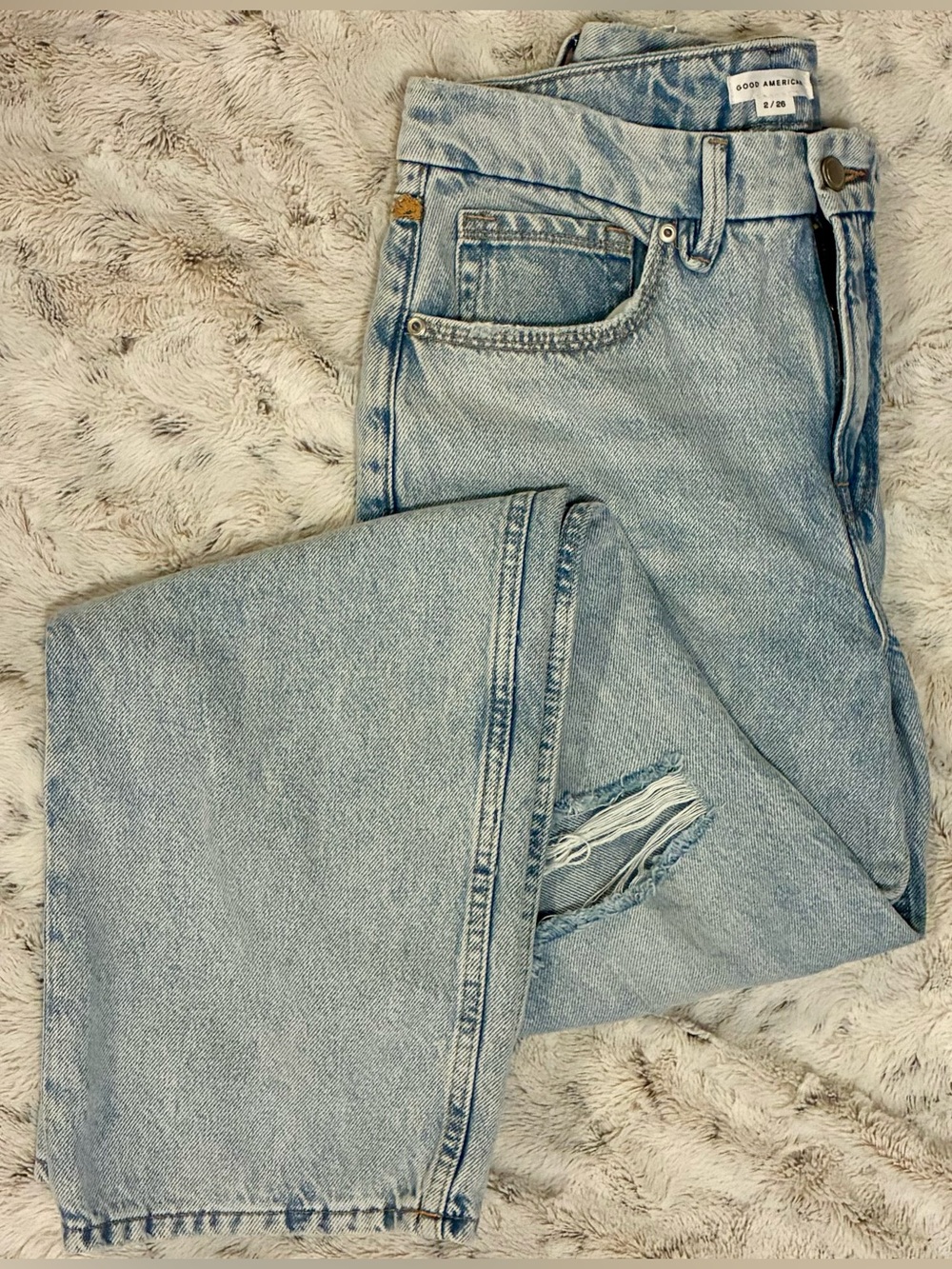 Good American Good ’90s Relaxed Jeans - Distressed, Mid-Rise, Baggy - 26/2, NWOT